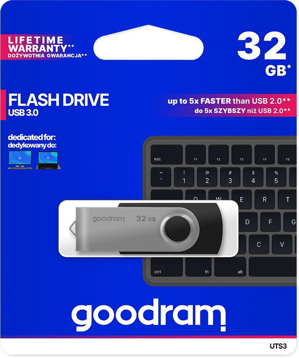 GOODRAM Memoria USB UTS3 32GB USB 3.2 Gen 1 Negro