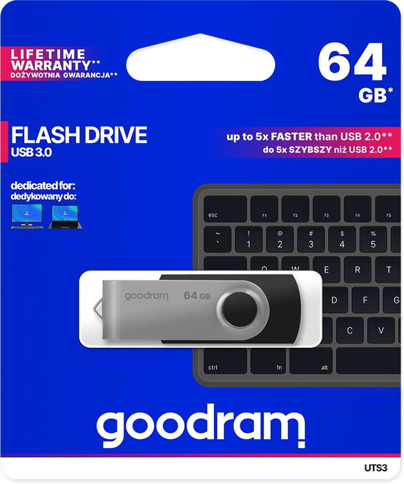 GOODRAM Pendrive UTS3 64GB USB 3.2 Gen 1 Negro