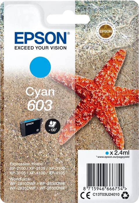 Epson Cartucho de Tinta 603 Cian C13T03U24010 Original
