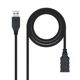 NANO CABLE Cable Extensor USB 3.0 Tipo A Macho a Tipo A Hembra, 2m, Negro