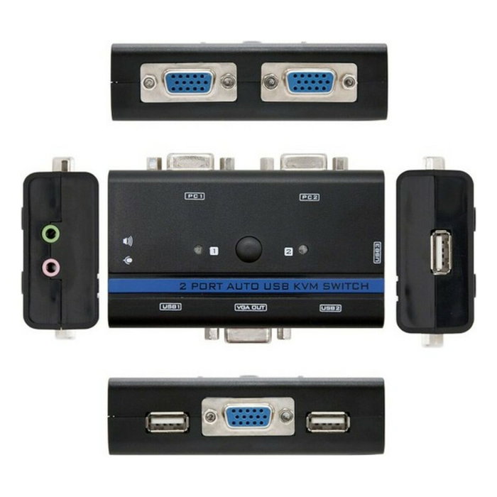 Nanocable KVM Switch VGA USB 1U-2PC Negro Nanocable KVM Switch VGA USB 1U-2PC Negro