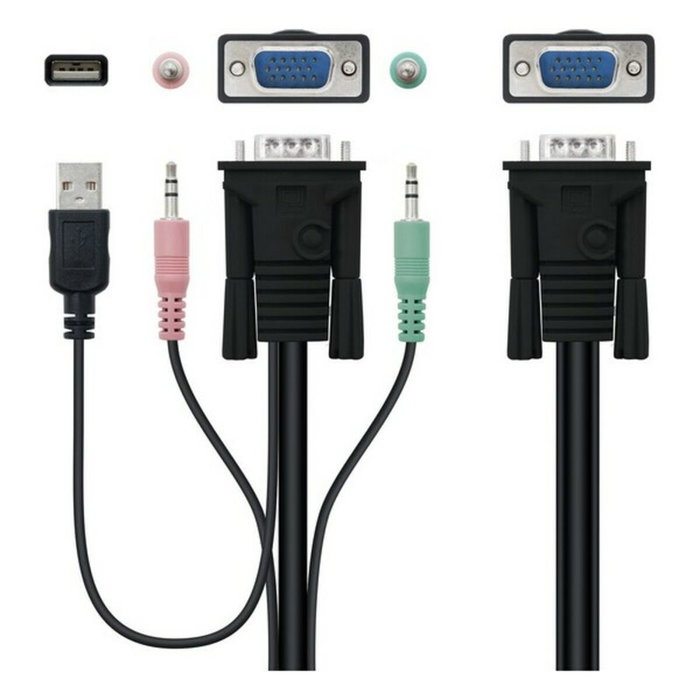 Nanocable KVM Switch VGA USB 1U-2PC Negro Nanocable KVM Switch VGA USB 1U-2PC Negro
