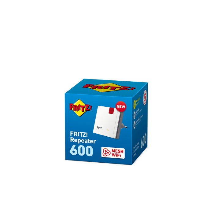 FRITZ!WLAN 600 Repetidor WiFi, 600 Mbps, MIMO 2x2, Mesh, MPS, Bajo Consumo - 20002885