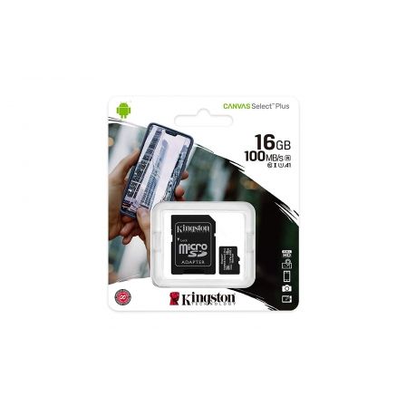 TARJETA MICROSD HC 16GB + ADAPTADOR KINGSTON CANVAS SELECT PLUS - CLASE 10 - 100MB/S