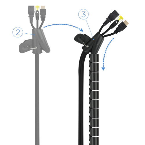 Nanocable Organizador de Cables Flexible 25mm 1m Negro