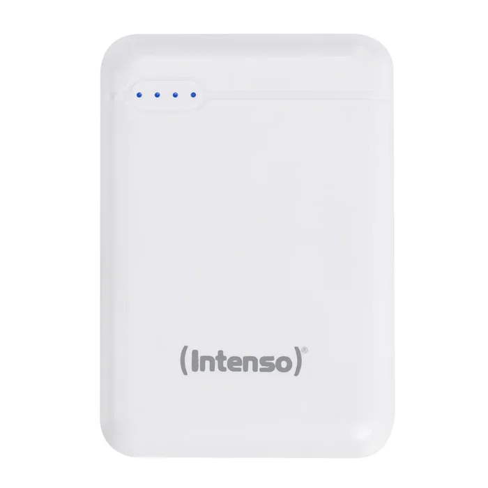 Intenso XS10000 Power Bank 10000 mAh Portátil con Pantalla LED, USB-C y Cable Incluido, Color Blanco Slim