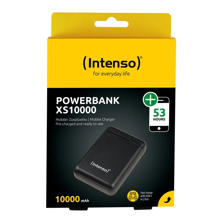 Intenso 7313530 Powerbank 10000 mAh Slim Negro Batería Externa con Pantalla LED y USB Tipo C