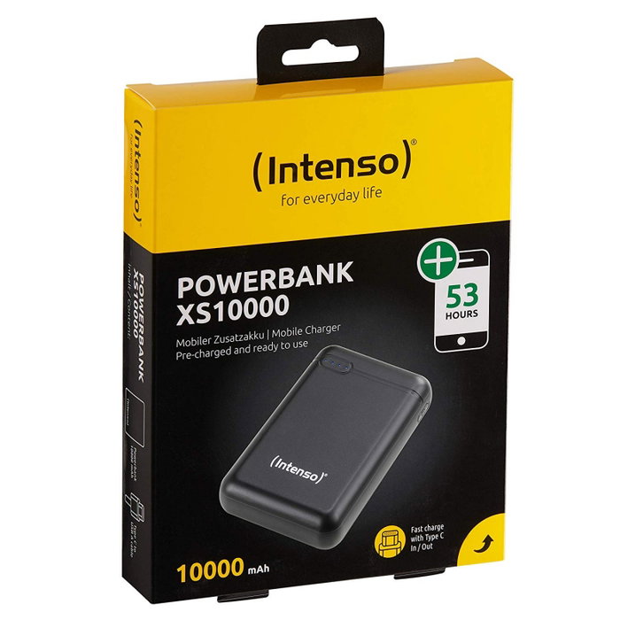 Intenso 7313530 Powerbank 10000 mAh Negro y Delgado, Batería Externa Portátil
