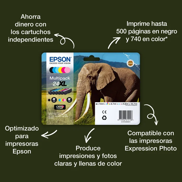 Epson Claria Photo HD Magenta 24XL C13T24334012, Alto Rendimiento (XL) inevitable