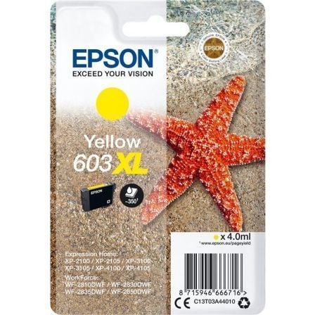Epson Cartucho de Tinta 603XL Amarillo C13T03A44010 Epson Cartucho de Tinta 603XL Amarillo C13T03A44010