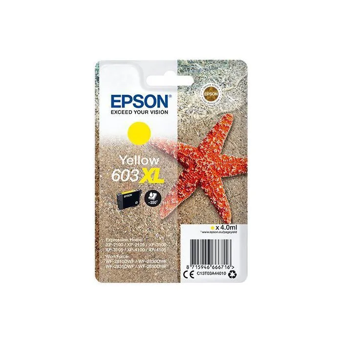 Epson Cartucho de Tinta 603XL Amarillo C13T03A44010 Epson Cartucho de Tinta 603XL Amarillo C13T03A44010