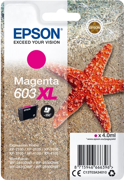 Epson Cartucho de Tinta Magenta 603XL C13T03A34010 Alto Rendimiento (XL) de 4 ml Epson Cartucho de Tinta Magenta 603XL C13T03A34010 Alto Rendimiento (XL) de 4 ml