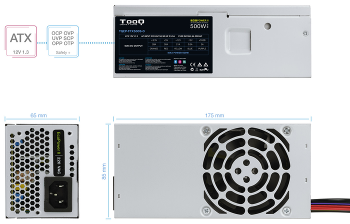 TOOQ Ecopower II 500W TFX Plata