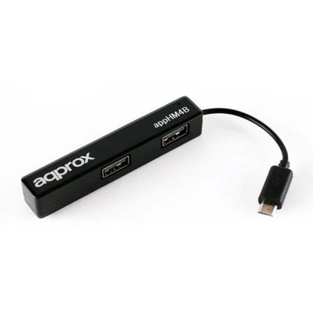 Approx Hub OTG Android 4 Puertos USB 2.0 - Adaptador de Micro USB a USB Negro