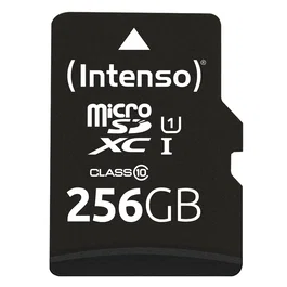 Intenso Tarjeta de Memoria microSDXC UHS-I Premium 256 GB, Clase 10, U1, Velocidad 90 MB/s, Resistente a Golpes, Temperatura y Rayos X