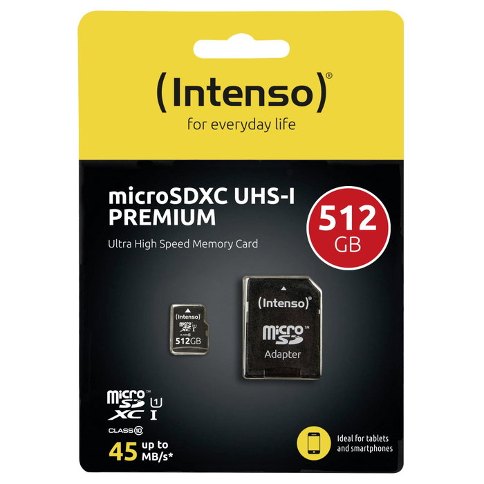 Intenso Micro SD Intenso 512GB Premium UHS-I Cl10 con adaptador Intenso Micro SD Intenso 512GB Premium UHS-I Cl10 con adaptador