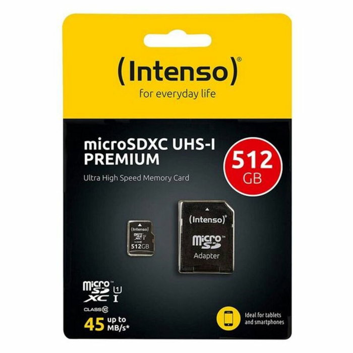 Intenso Micro SD Intenso 512GB Premium UHS-I Cl10 con adaptador Intenso Micro SD Intenso 512GB Premium UHS-I Cl10 con adaptador