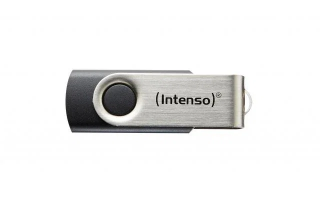 Intenso Basic Line Pendrive USB 2.0 Tipo A 64 GB, Factor de Forma Girar, Color Negro y Plata