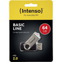 Intenso Basic 3503490 Memoria USB 2.0, 64 GB, Negro y Plata, Lectura hasta 28 MB/s