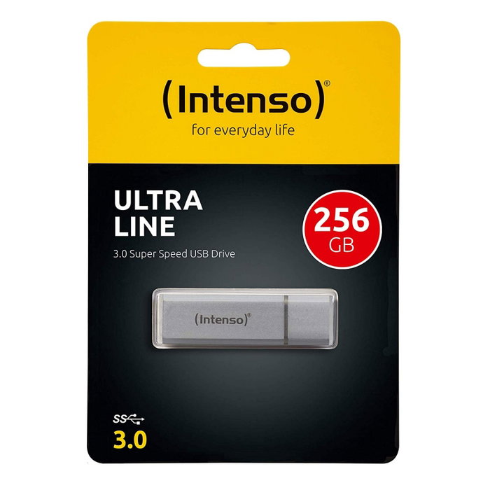 Intenso 3531492 - Memoria USB 3.2 Ultra 256 GB, Aluminio Plata, Lectura 70 MB/s, Escritura 20 MB/s