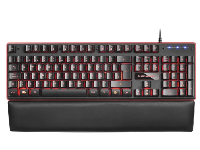 Mars Gaming MK320ES Teclado Gaming Semimecánico USB QWERTY Español, RGB 13 Modos, Tecnología H-MECH, Reposamuñecas Acolchado, Antighosting