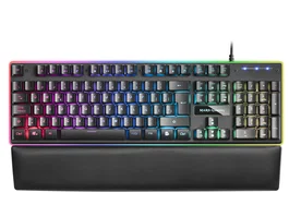 Mars Gaming MK320ES Teclado Gaming Semimecánico USB QWERTY Español, RGB 13 Modos, Tecnología H-MECH, Reposamuñecas Acolchado, Antighosting