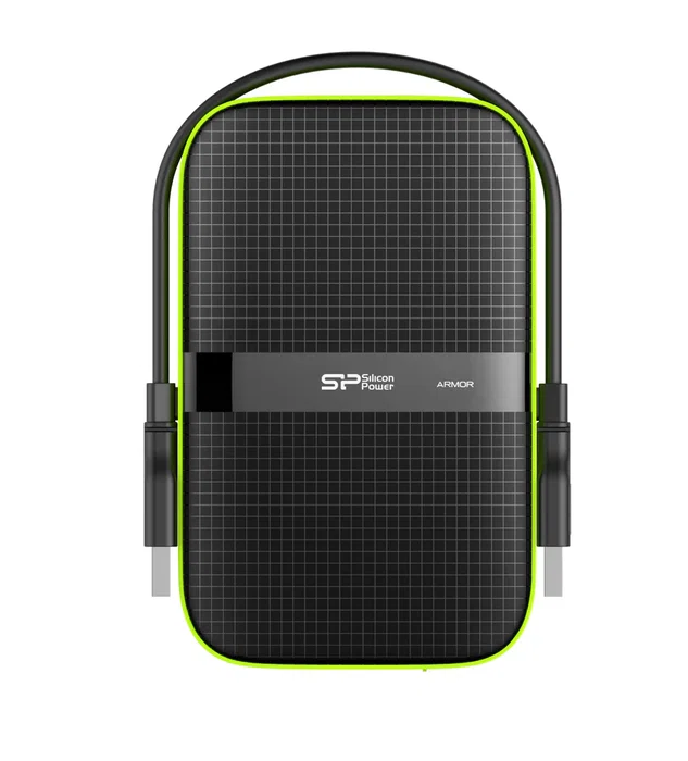 Silicon Power Disco Duro Externo Armor A60 4TB HDD 2.5" Resistente a Golpes y Agua USB 3.2 Gen 1 (3.1 Gen 1) Micro-USB B Negro y Verde