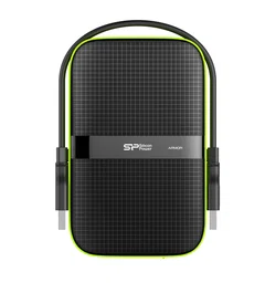 Silicon Power Disco Duro Externo Armor A60 4TB HDD 2.5" Resistente a Golpes y Agua USB 3.2 Gen 1 (3.1 Gen 1) Micro-USB B Negro y Verde
