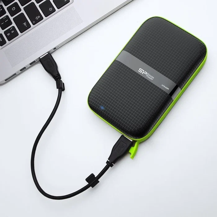 Silicon Power Disco Duro Externo Armor A60 4TB HDD 2.5" Resistente a Golpes y Agua USB 3.2 Gen 1 (3.1 Gen 1) Micro-USB B Negro y Verde