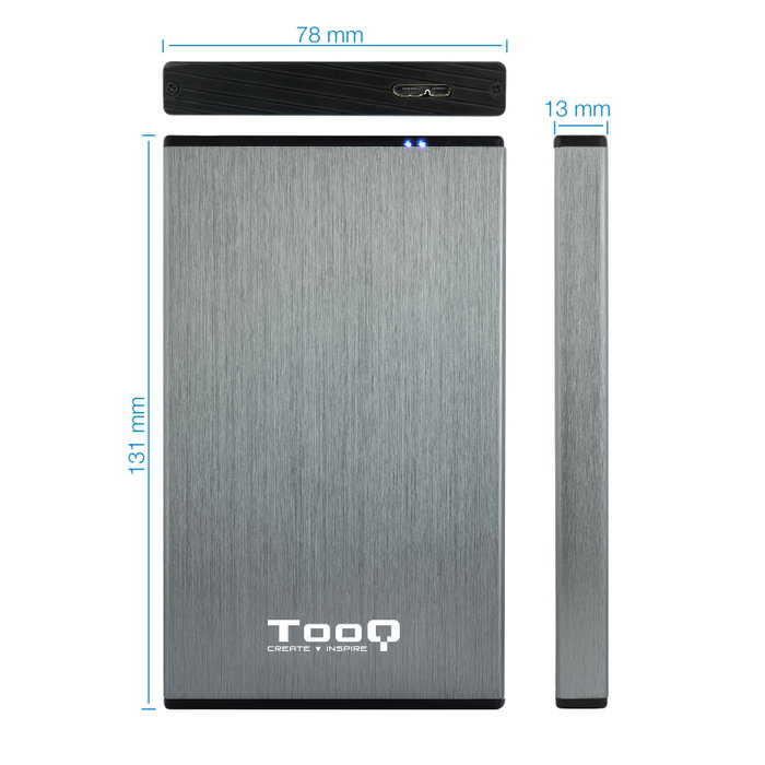 TOOQ TQE-2527G Caja para Disco Duro de 2.5'' SATA USB 3.1 Gris