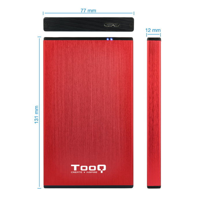 Tooq TQE-2527R Caja Externa para Disco Duro 2.5 Pulgadas SATA, Rojo/Negro