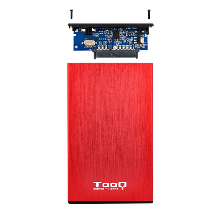 Tooq TQE-2527R Caja Externa para Disco Duro 2.5 Pulgadas SATA, Rojo/Negro