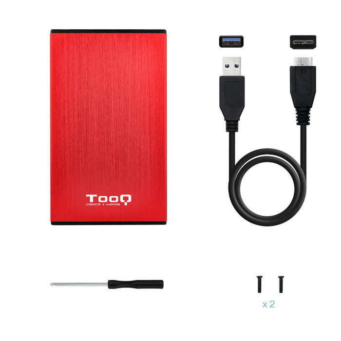 Tooq TQE-2527R Caja Externa para Disco Duro 2.5 Pulgadas SATA, Rojo/Negro