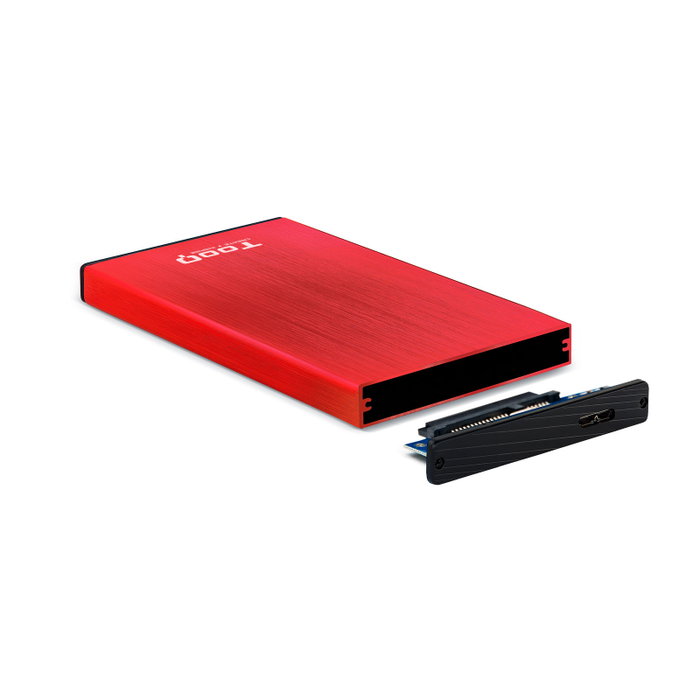 Tooq TQE-2527R Caja Externa para Disco Duro 2.5 Pulgadas SATA, Rojo/Negro
