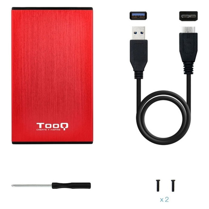 Tooq TQE-2527R Caja Externa para Disco Duro 2.5 Pulgadas SATA, Rojo/Negro
