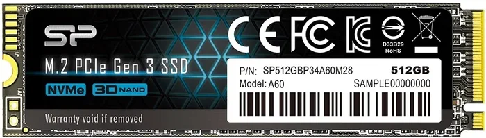 Silicon Power P34A60 SSD M.2 512GB NVMe PCIe Gen3x4 Silicon Power P34A60 SSD M.2 512GB NVMe PCIe Gen3x4