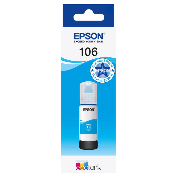 Epson Botella de Tinta 106 Cian C13T00R240 para EcoTank ET-7700 y ET-7750 Epson Botella de Tinta 106 Cian C13T00R240 para EcoTank ET-7700 y ET-7750