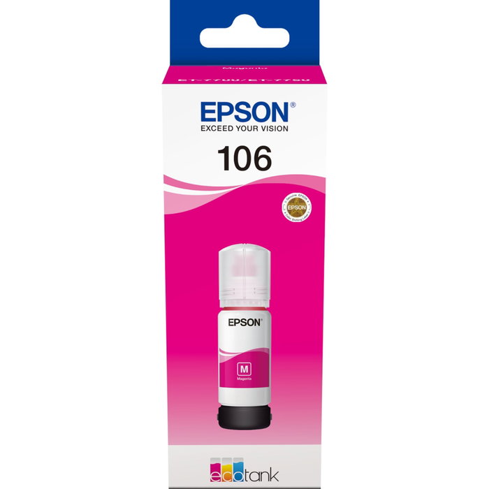 Epson Botella de Tinta 106 Magenta para EcoTank ET-7700 y ET-7750 Epson Botella de Tinta 106 Magenta para EcoTank ET-7700 y ET-7750