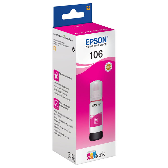 Epson Botella de Tinta 106 Magenta para EcoTank ET-7700 y ET-7750 Epson Botella de Tinta 106 Magenta para EcoTank ET-7700 y ET-7750
