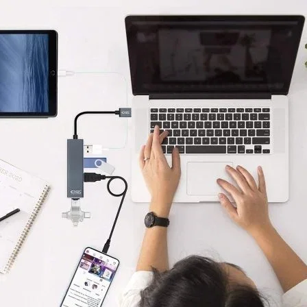 Nano Cable 10.16.4402 Hub USB 3.0 a 4xUSB 3.0 Gris 10cm Plug and Play Compatible USB 2.0