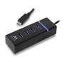 Ewent EW1137 Hub USB Tipo C con 4 Puertos USB 3.2 Gen 1, Negro