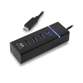 Ewent EW1137 Hub USB-C 4 Puertos USB 3.2 Gen1 (USB 3.0) para conectar periféricos USB Type-A a tu portátil
