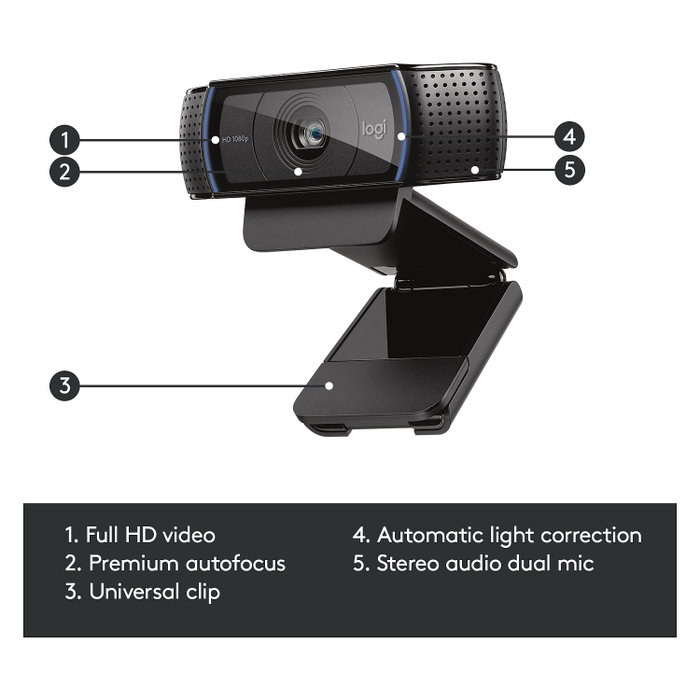 Logitech C920 Pro HD Webcam Full HD Negro Logitech C920 Pro HD Webcam Full HD Negro