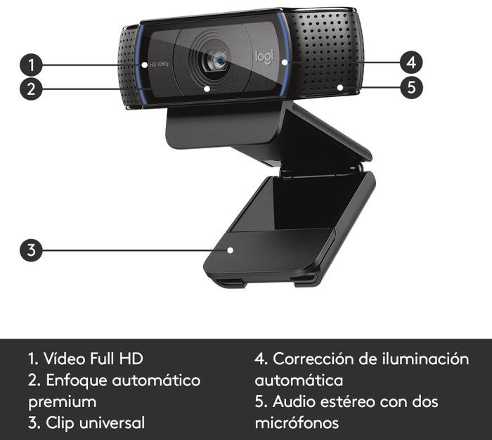 Logitech C920 Pro HD Webcam Full HD Negro Logitech C920 Pro HD Webcam Full HD Negro