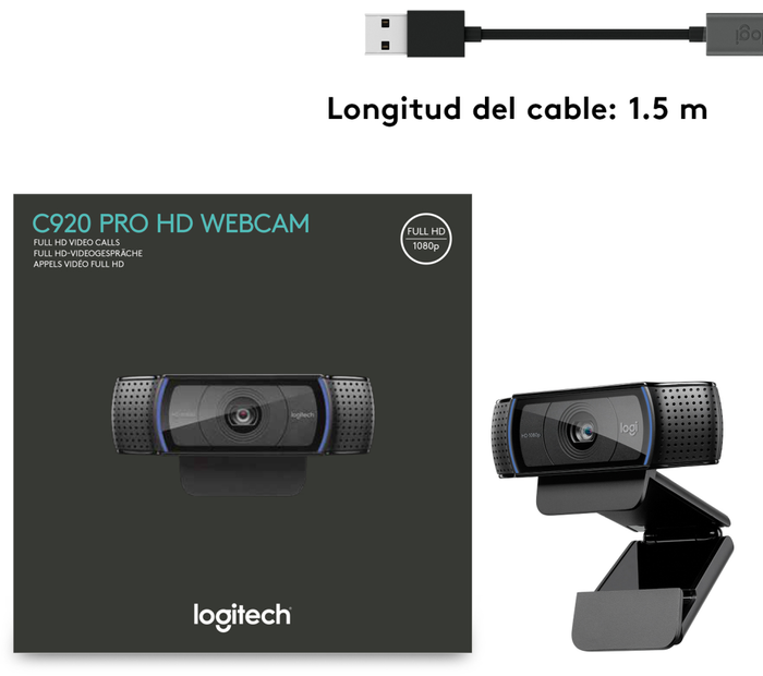 Logitech C920 Pro HD Webcam Full HD Negro Logitech C920 Pro HD Webcam Full HD Negro