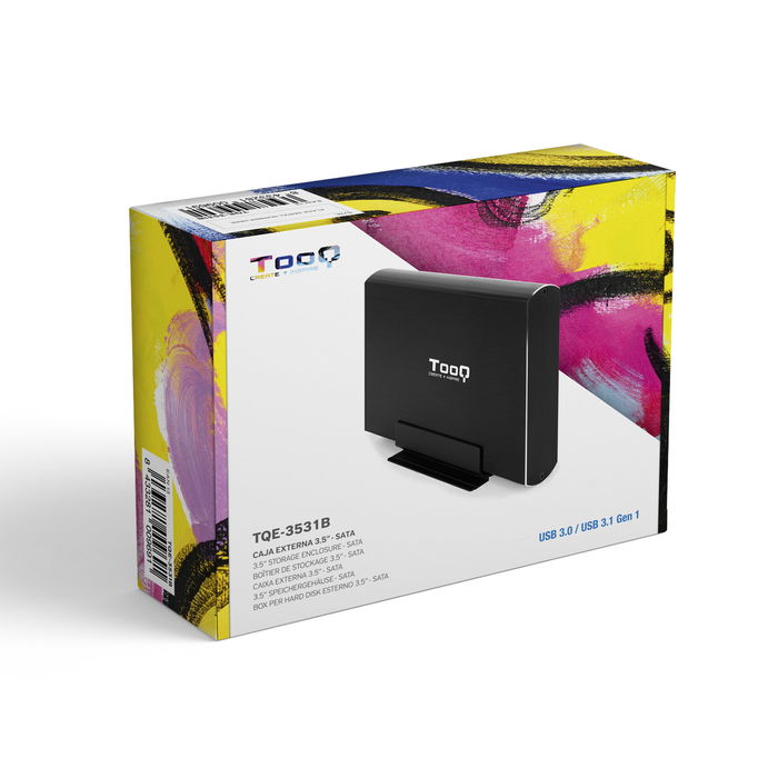 Tooq Caja Externa TQE-3531B 3.5 Pulgadas SATA USB 3.0 para HDD Hasta 8 TB, Compatible con Windows, Mac, Linux, Color Negro