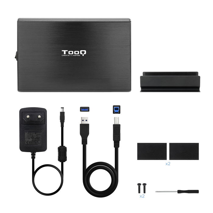 Tooq Caja Externa TQE-3531B 3.5 Pulgadas SATA USB 3.0 para HDD Hasta 8 TB, Compatible con Windows, Mac, Linux, Color Negro