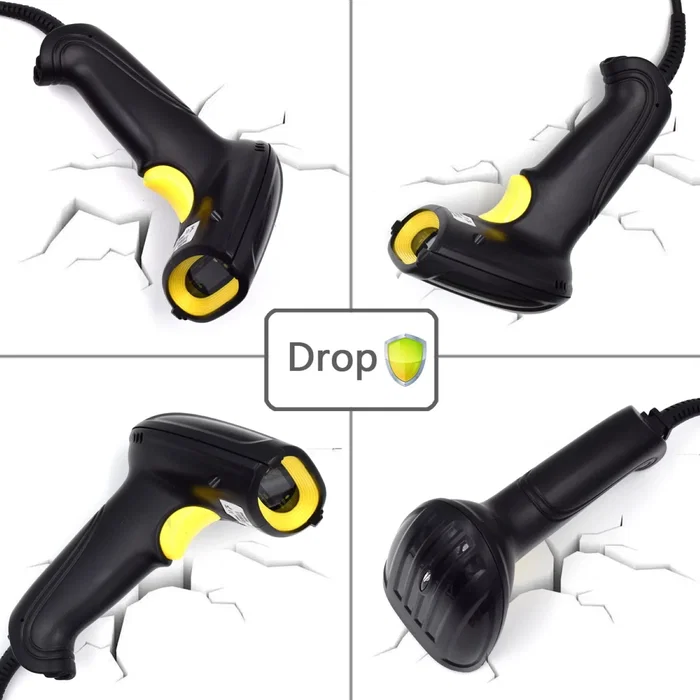 Ewent Lector de Códigos de Barras EW3400 - Lector 1D Láser USB Negro, Portátil, Duradero, Resistente a Golpes, con Soporte para Manos Libres Incluido