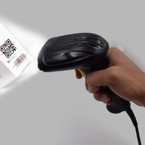 Ewent EW3410 Lector de Códigos de Barras Portátil 2D con Cable, LED, Negro