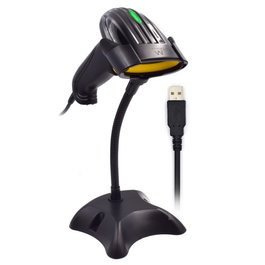 Ewent EW3410 Lector de Códigos de Barras Portátil 2D con Cable, LED, Negro